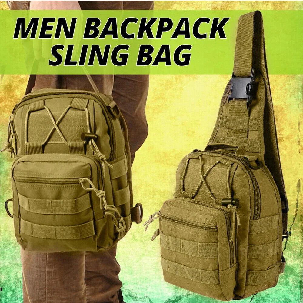 Men's Waterproof Tactical Sling Chest Pack with Adjustable Strap, Multiple Pockets, and Durable Military-Grade Nylon Construction