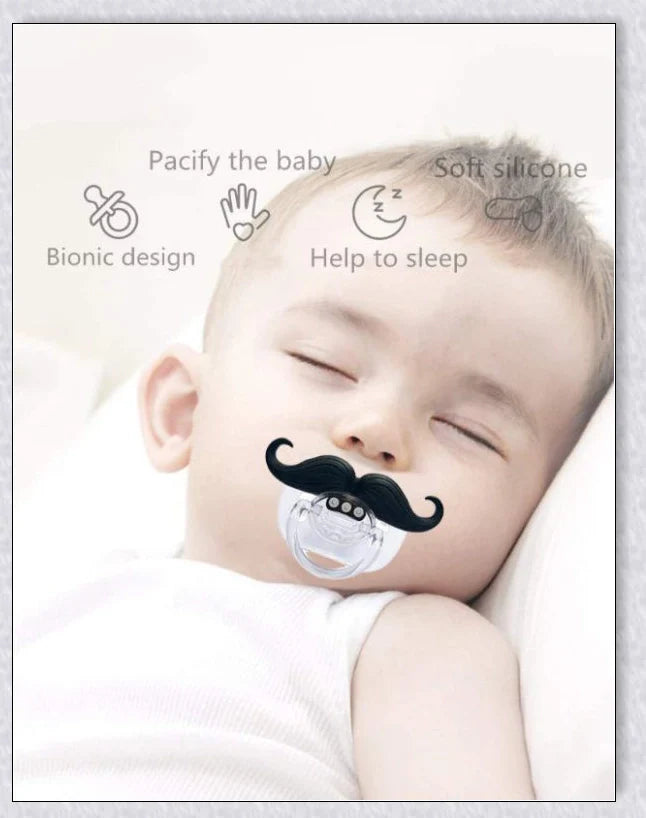 Adorable mustache-themed pacifier for newborns, designed with premium materials for safety and comfort