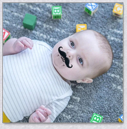 Adorable mustache-themed pacifier for newborns, designed with premium materials for safety and comfort