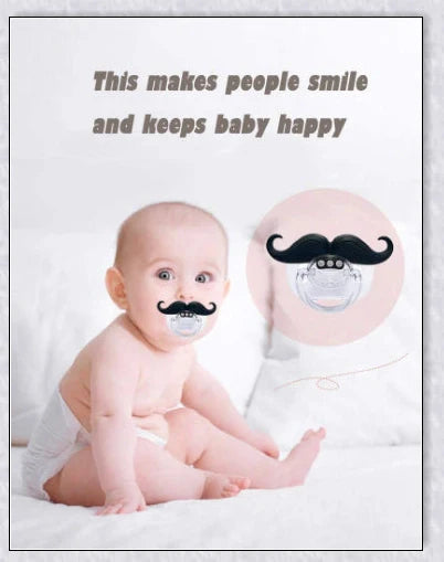 Adorable mustache-themed pacifier for newborns, designed with premium materials for safety and comfort