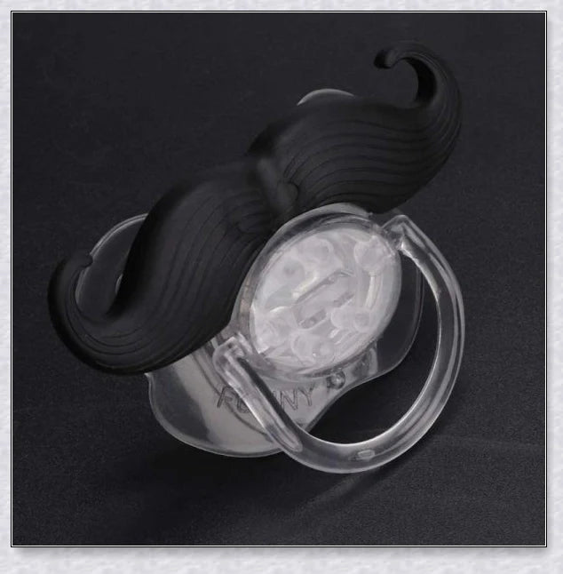Adorable mustache-themed pacifier for newborns, designed with premium materials for safety and comfort