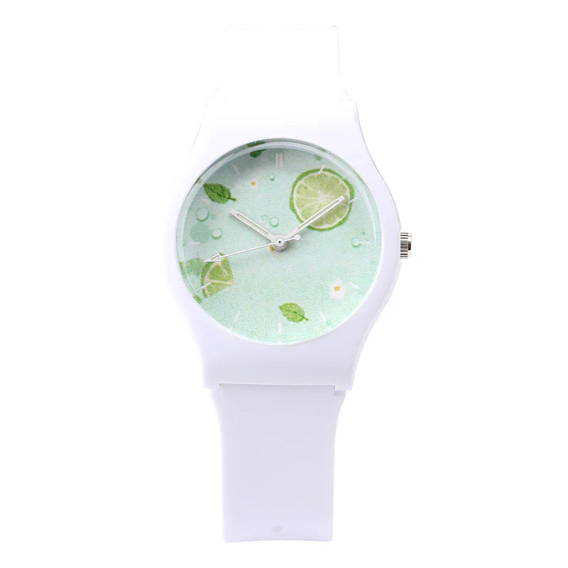 A children's wristwatch with a vibrant lemon-inspired design, featuring a waterproof casing and luminous dial for easy time-telling.