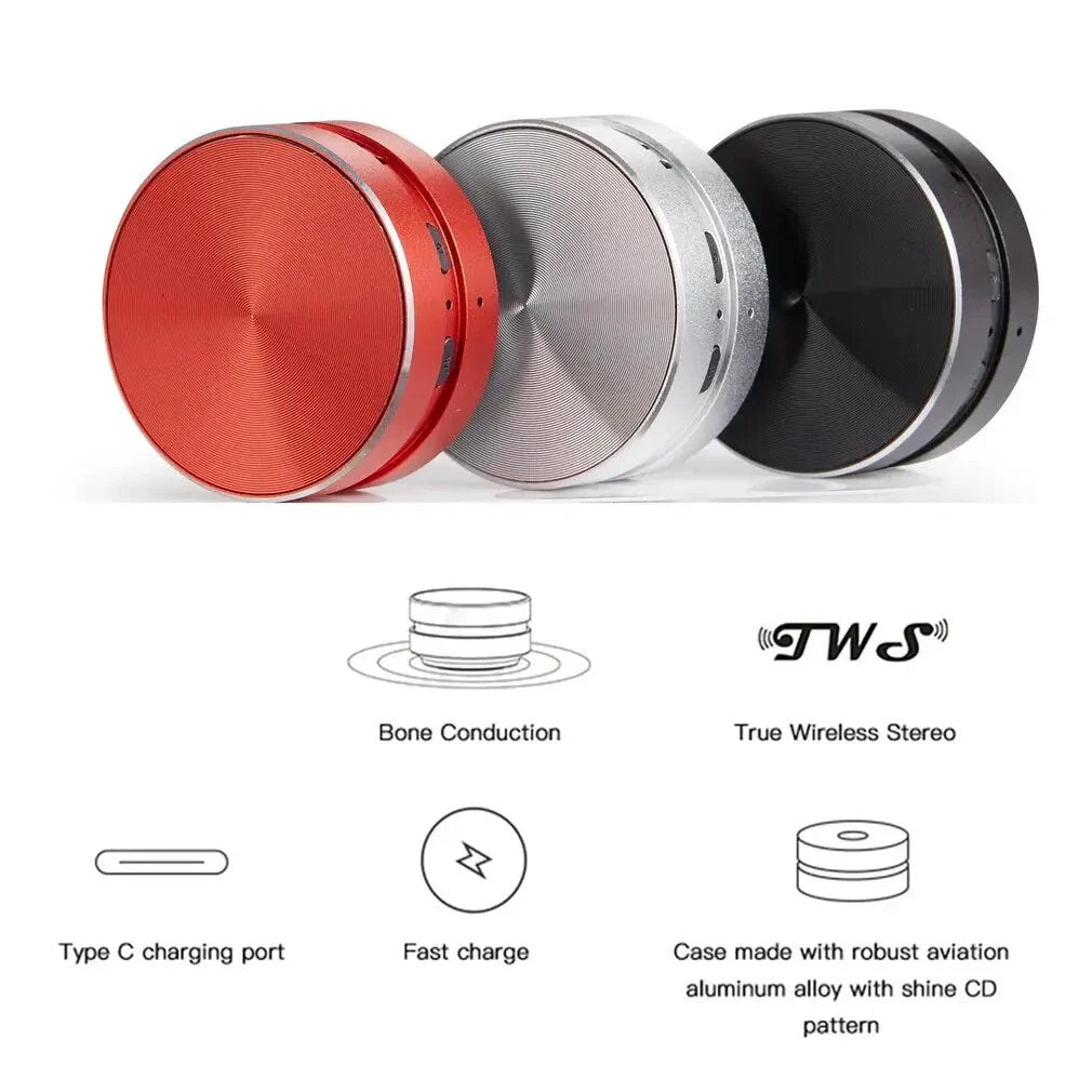 Mini Bluetooth Bone Conduction Speaker with Portable Stereo Soundbox, Dual Audio Channels and FM Radio