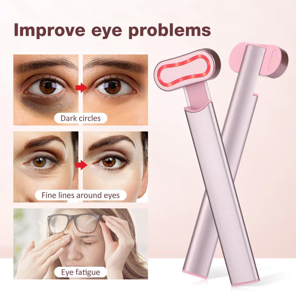 The EMS Eye Beauty Device, a compact and portable eye massager with microcurrent, warm compress, and 360° rotation technology to revitalise the delicate eye area.