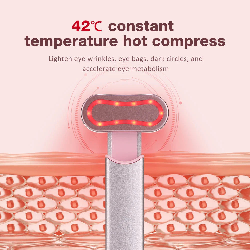 The EMS Eye Beauty Device, a compact and portable eye massager with microcurrent, warm compress, and 360° rotation technology to revitalise the delicate eye area.