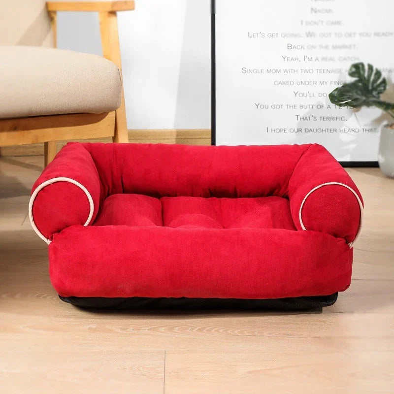 Cosy pet bed with plush fabric and high-elastic padding for cloud-like comfort and support
