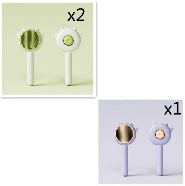 Premium pet grooming brush featuring dual-action hair removal and soothing massage for cats and dogs
