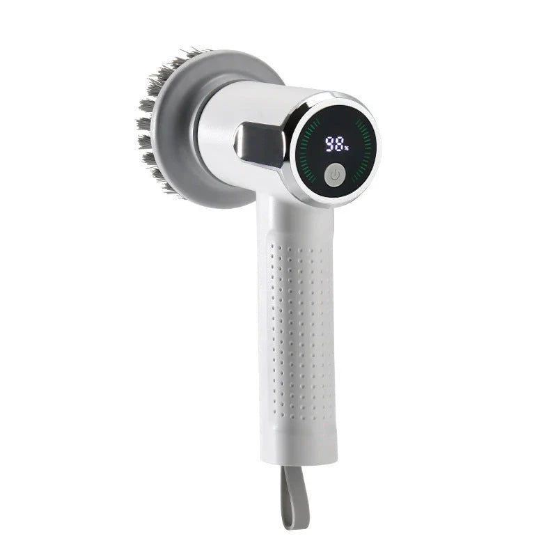Wireless Electric Cleaning Brush with interchangeable heads for effortless sink and pot scrubbing