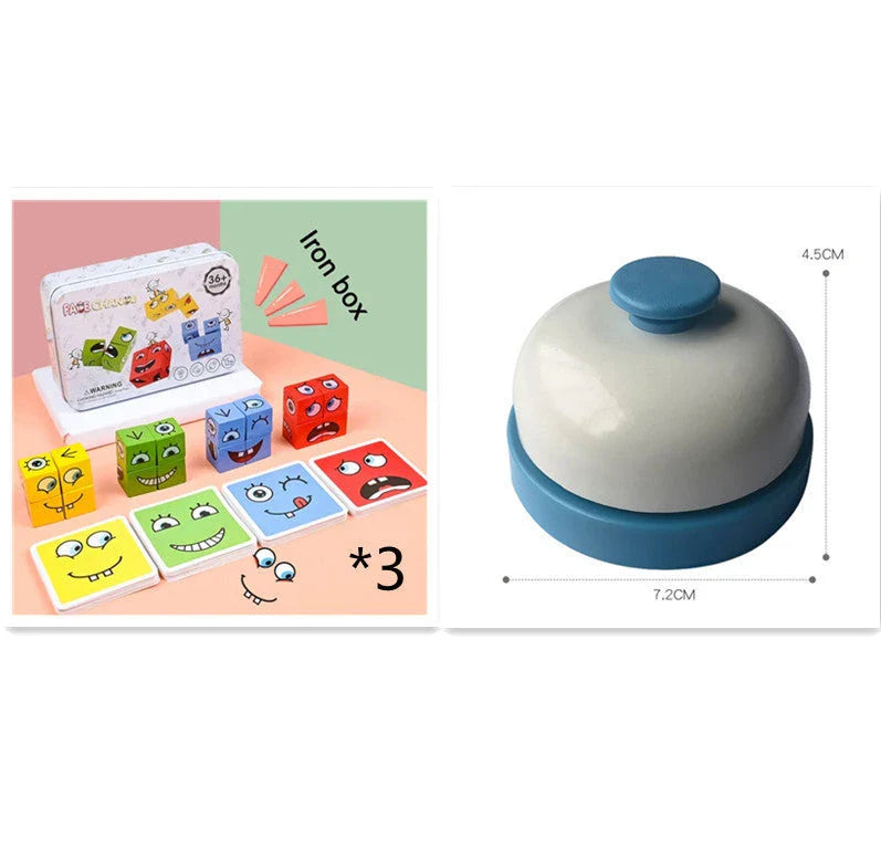 Clever Wooden Emoji Cube Puzzle - Educational Building Blocks for UK Children