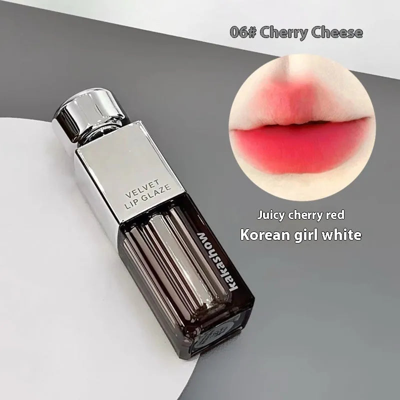 Matte soft mist lipstick in six velvet shades including cream smoked apricot and cherry frost