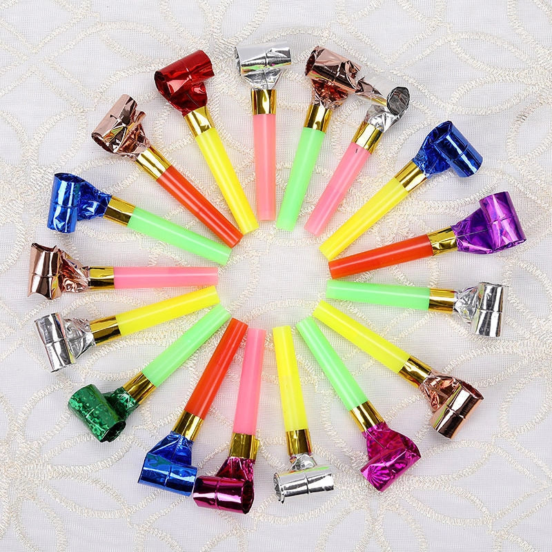 Colourful dragon-themed plastic hammers or sticks, perfect as party favours for children's events and celebrations
