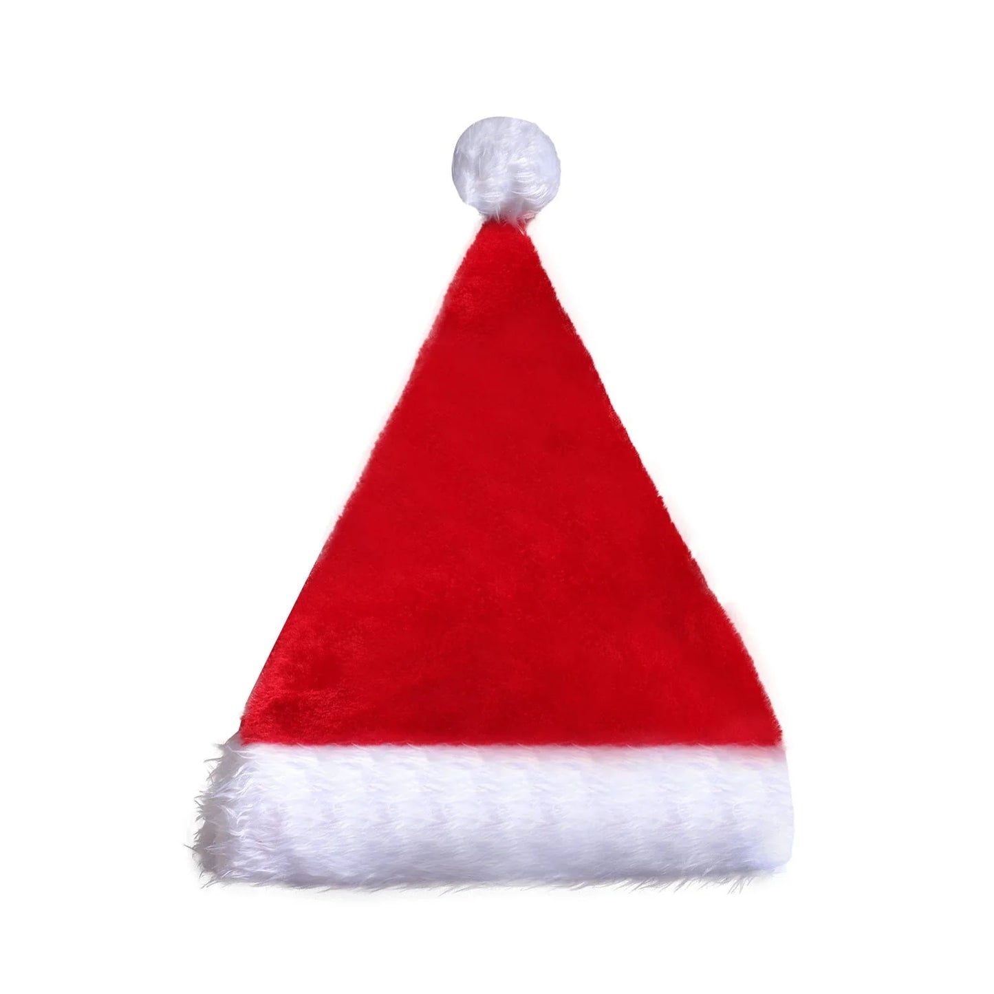 Plush Santa hat with LED lights that create a dazzling, color-changing display for festive holiday celebrations