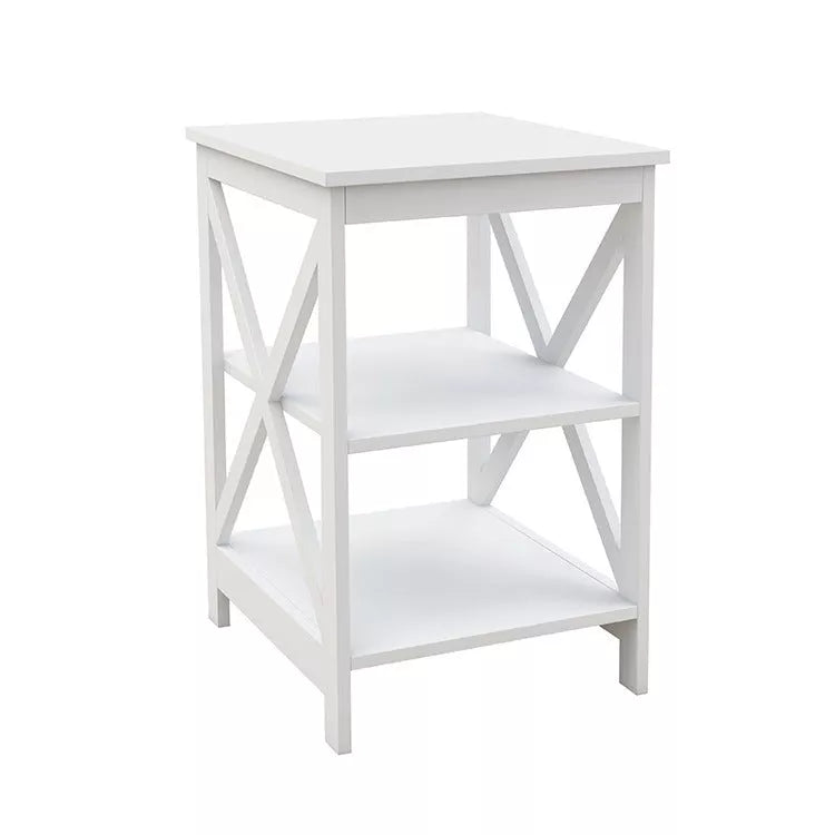 Black X-type three-layer partition storage side table with modern design