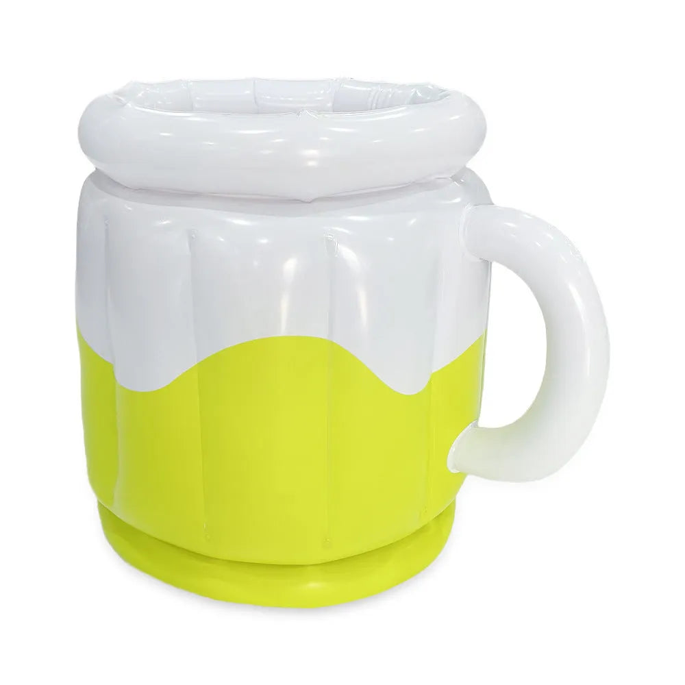 Yellow inflatable PVC ice bucket for beer steins and outdoor drinks
