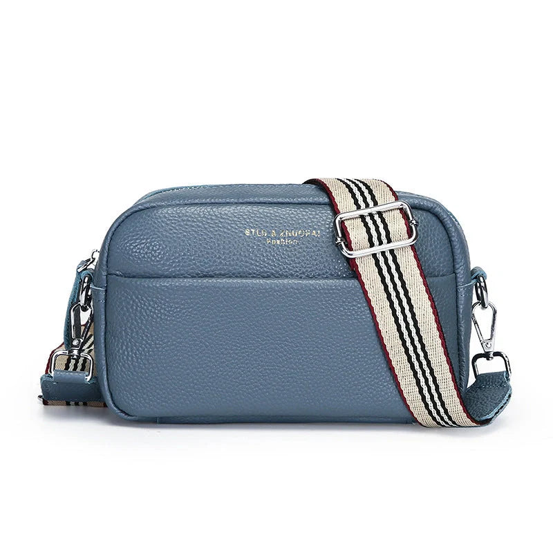 Stylish cowhide shoulder messenger bag with adjustable strap in various colours