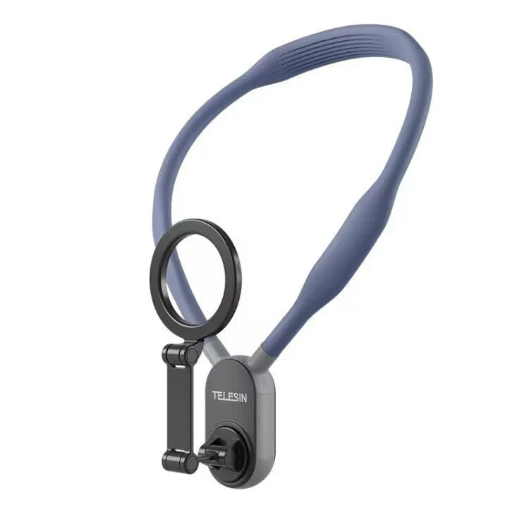 Magnetic silicone phone neck mount with adjustable design and quick-release feature for hands-free mobility