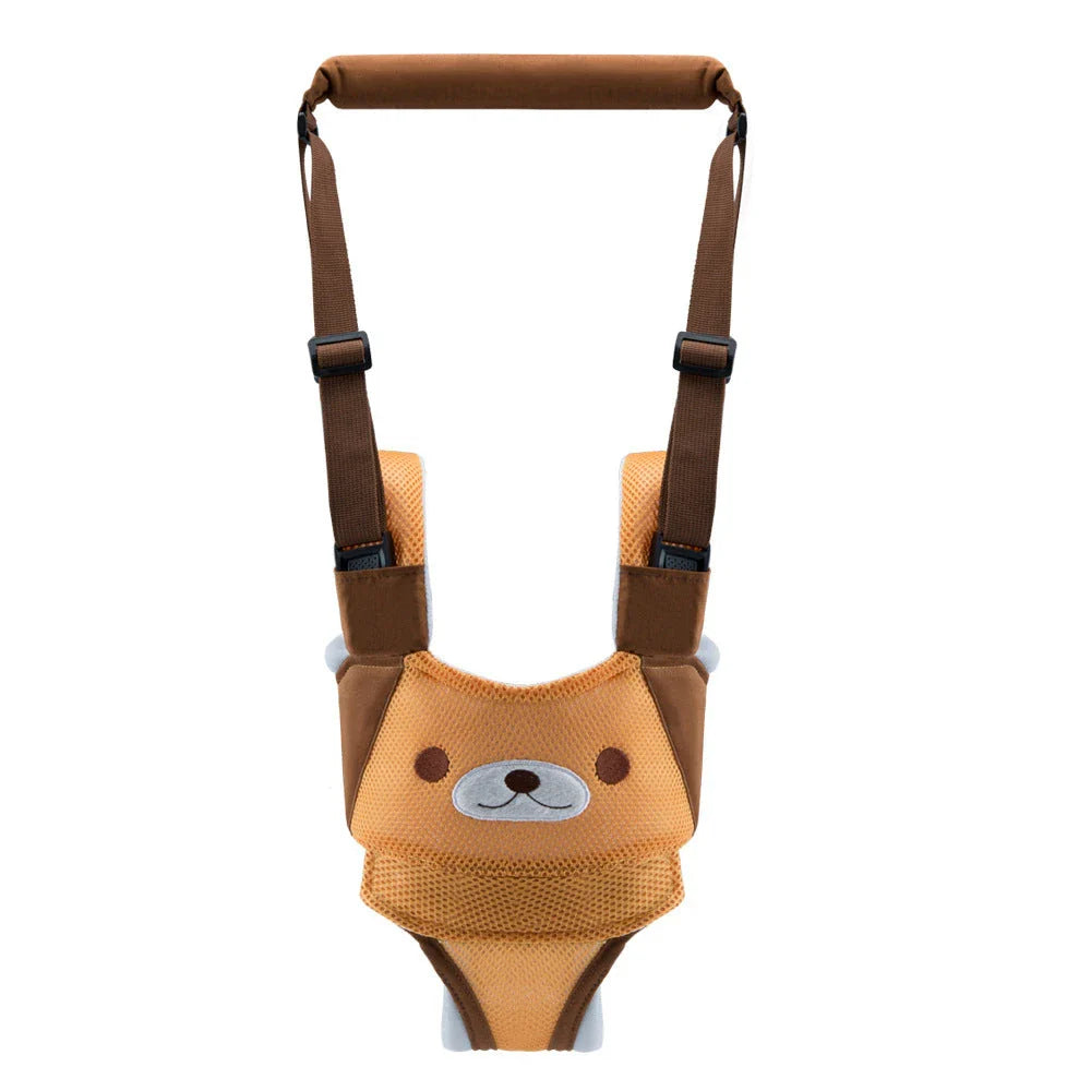 Hands-free baby walking assistant with adjustable lift and pull features for supporting your little one's first steps