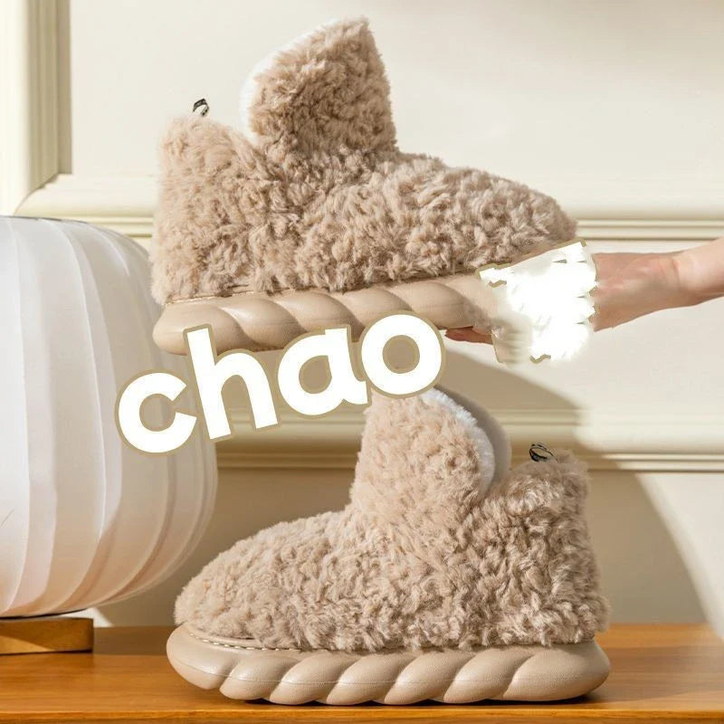 Cozy plush waterproof slippers in a variety of vibrant colors, featuring a stylish design and durable construction for indoor and outdoor wear