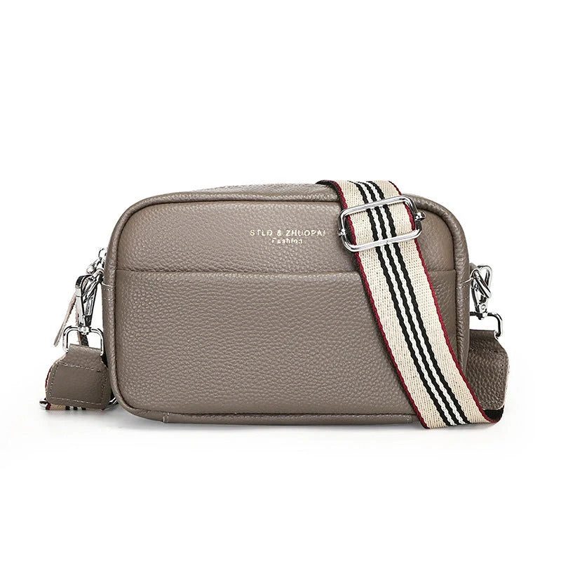 Stylish cowhide shoulder messenger bag with adjustable strap in various colours