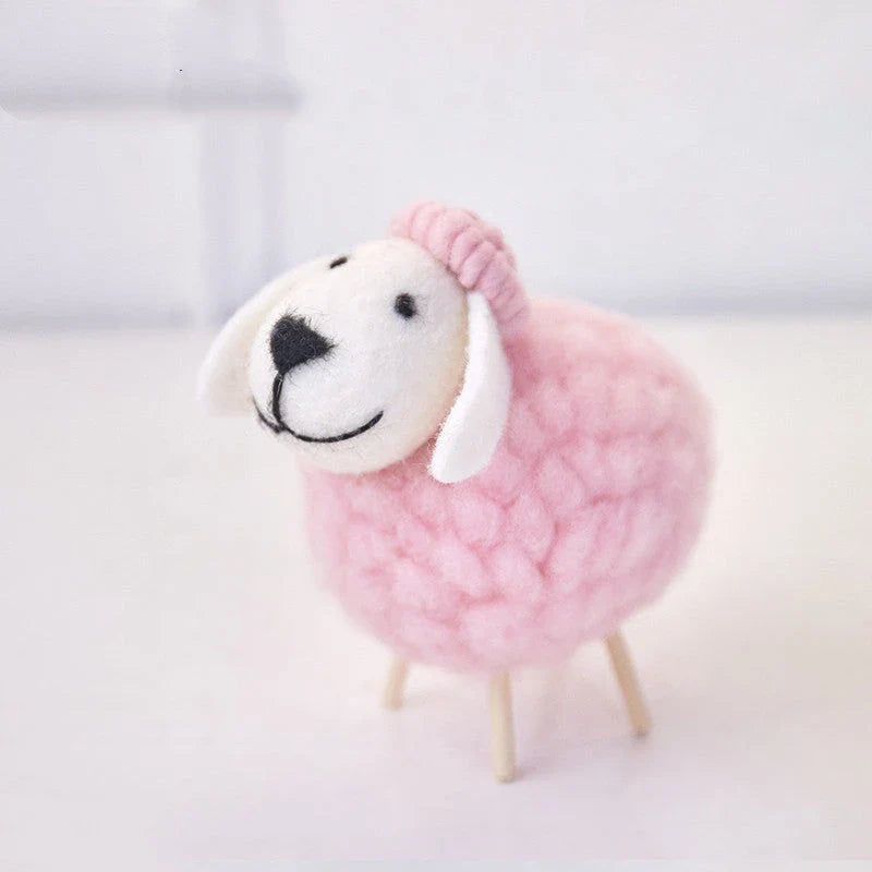 Plush sheep figurines in various colors and sizes, perfect for home decoration and gifting