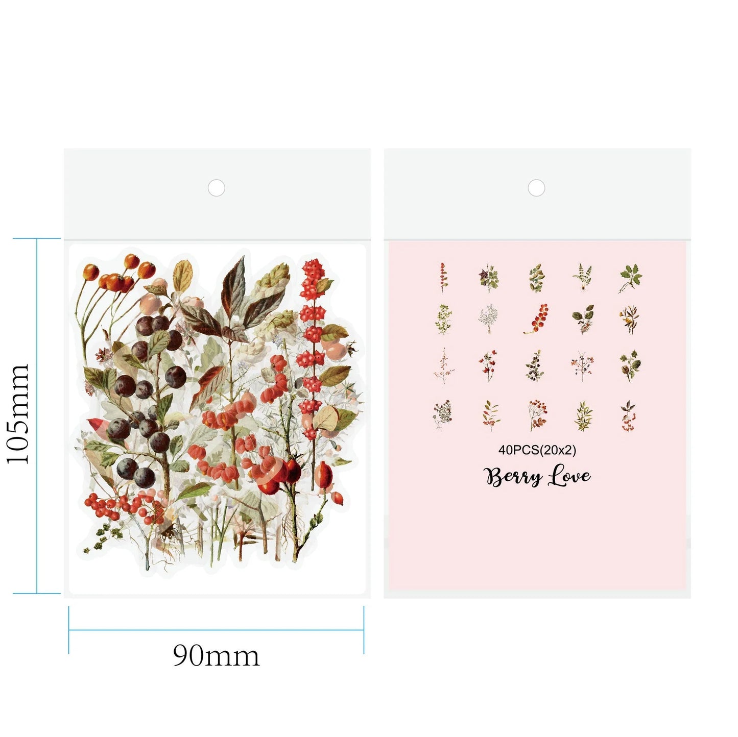 Enchanting collection of transparent floral, mushroom, and fern stickers for DIY crafting and design