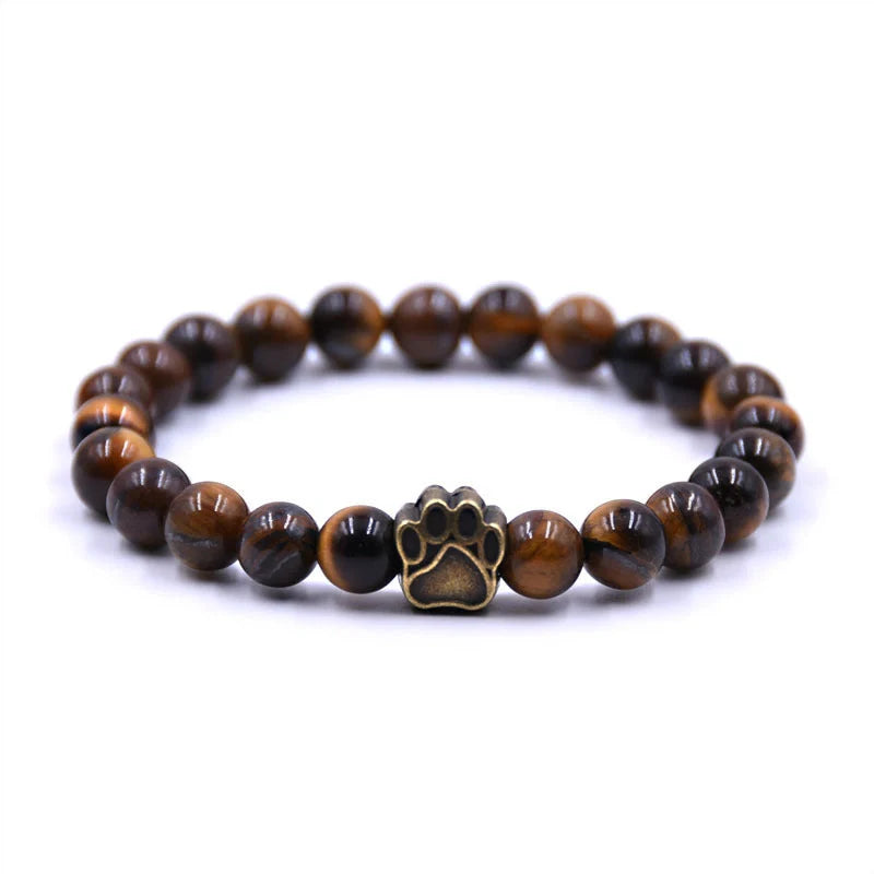 Natural Stone Dog Paw Bracelet with anti-fatigue benefits, perfect for dog lovers and wellness enthusiasts.