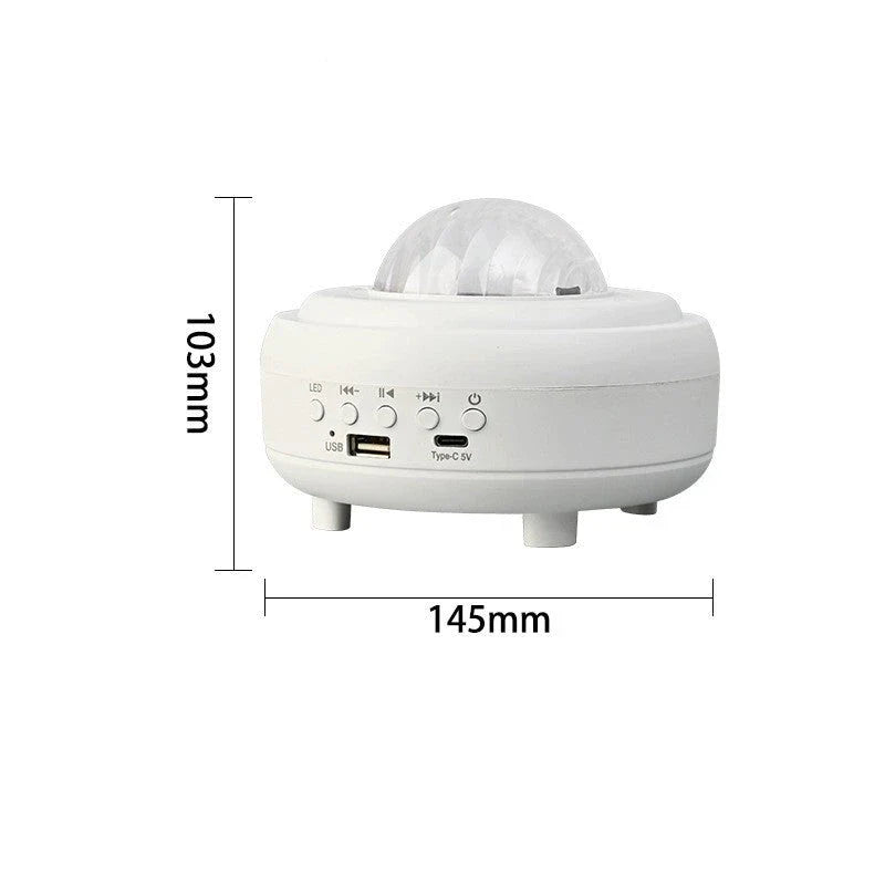 Galaxy Star Projector with Bluetooth speaker and 7 light effects, creating a mesmerizing starry night sky in any room