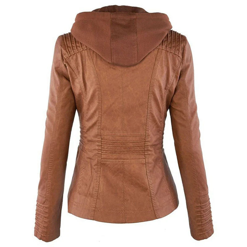 Stylish Detachable Hooded Jacket with Pockets - Casual Autumn/Winter Coat for Women in Various Colors