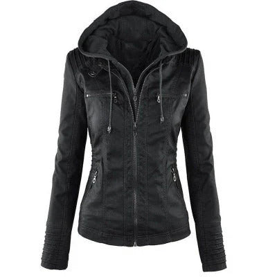 Stylish Detachable Hooded Jacket with Pockets - Casual Autumn/Winter Coat for Women in Various Colors
