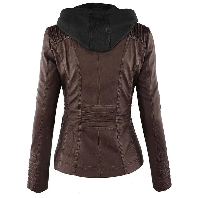 Stylish Detachable Hooded Jacket with Pockets - Casual Autumn/Winter Coat for Women in Various Colors