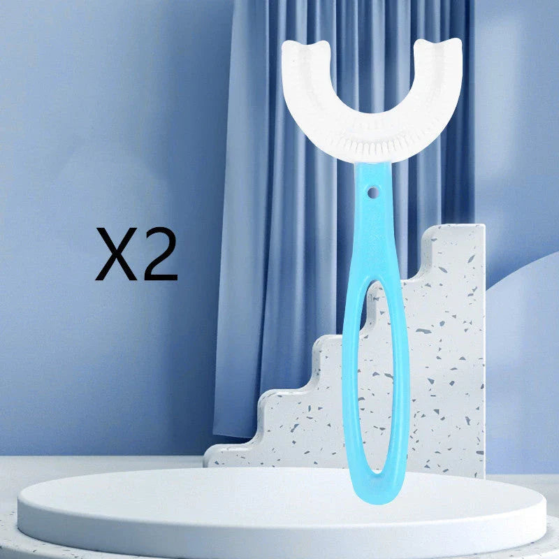 U-Shaped Soft Rubber Toothbrushes for Kids in Vibrant Colors