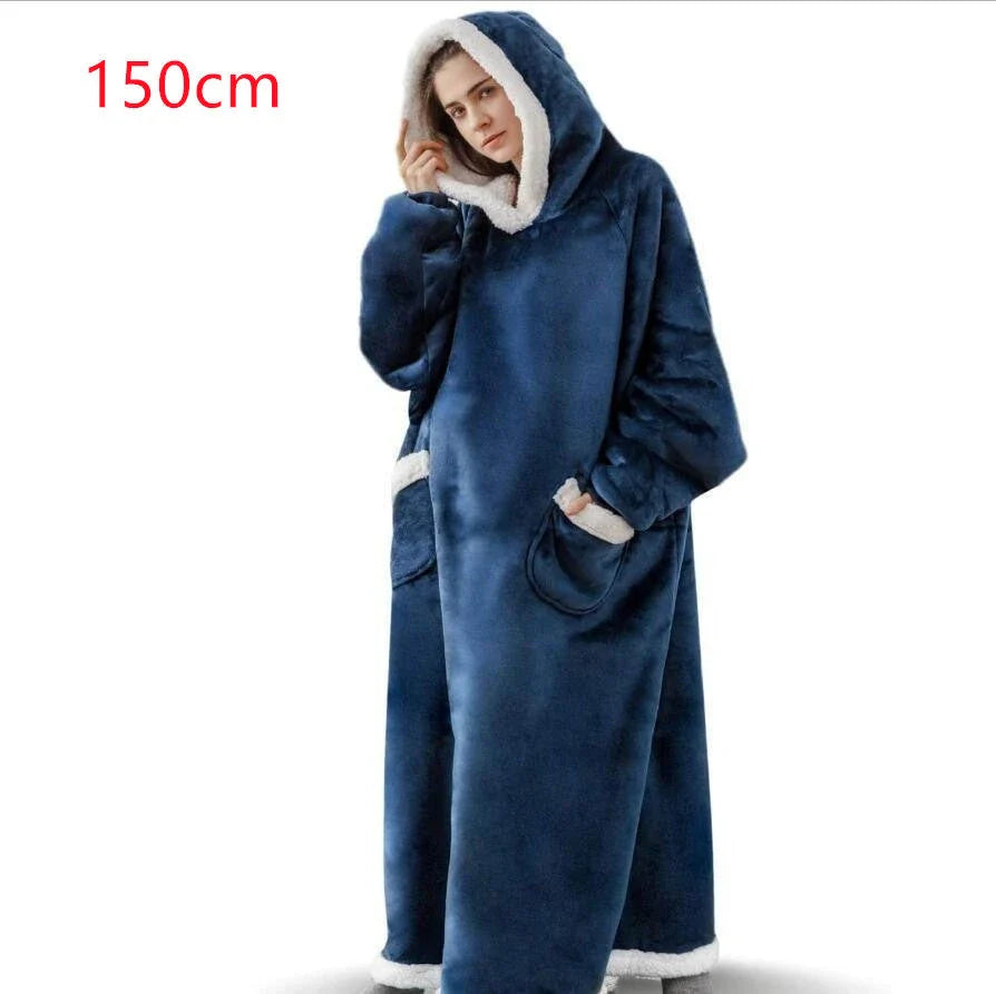 Cozy TV Hoodie Blanket in various colors, including pink, black, navy blue, wine red, and grey, with convenient pockets for relaxing at home