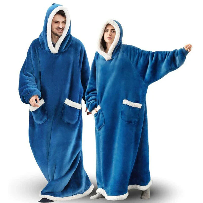 Cozy TV Hoodie Blanket in various colors, including pink, black, navy blue, wine red, and grey, with convenient pockets for relaxing at home