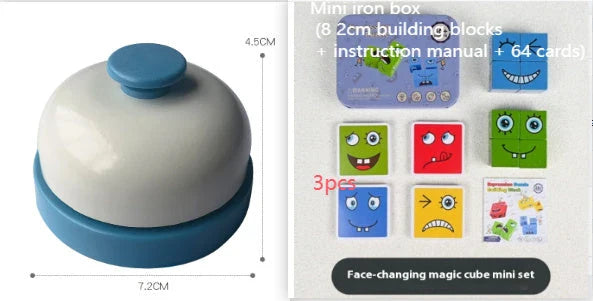 Clever Wooden Emoji Cube Puzzle - Educational Building Blocks for UK Children