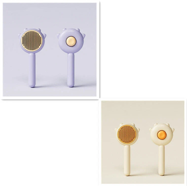 Premium pet grooming brush featuring dual-action hair removal and soothing massage for cats and dogs