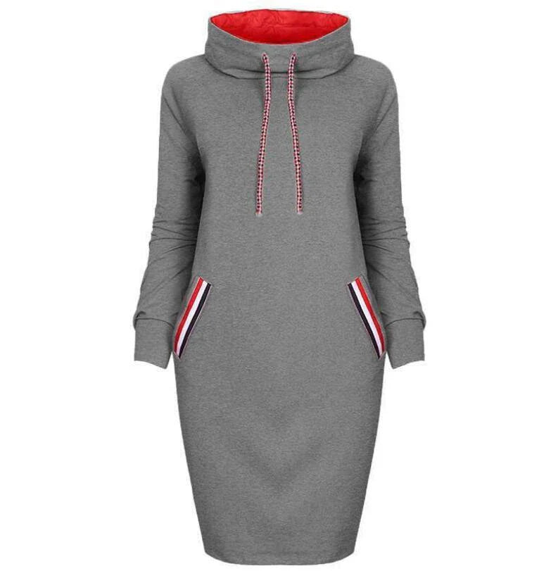 A high-collar long sleeve dress in various colors for casual and party wear