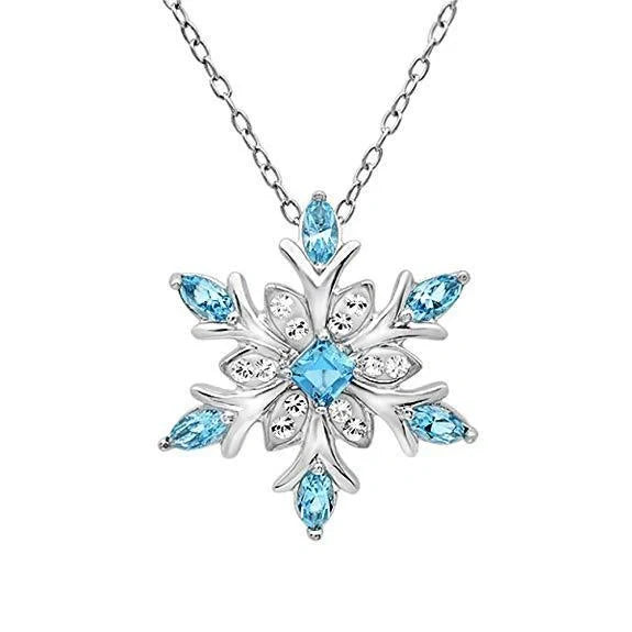 Elegant crystal snowflake pendant necklace with shimmering zircon stones for stylish Christmas celebrations