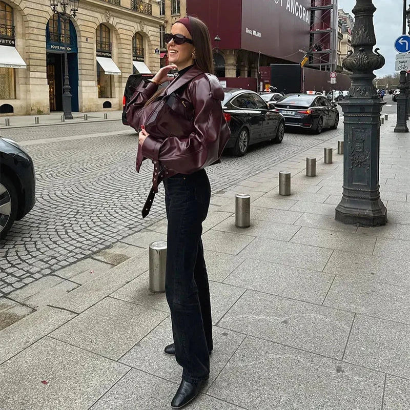 Stylish leather jacket in a range of classic British colours, featuring a unique cropped design and soft, supple material for all-day comfort