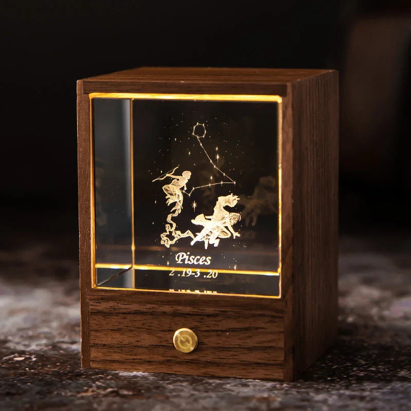 Dazzling Constellation Table Lamp with Premium Black Walnut and K9 Crystal Design