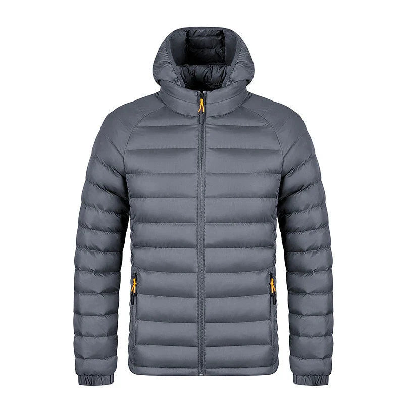 Cozy lightweight hooded jacket with pockets in various colors, perfect for men's winter fashion and outdoor activities