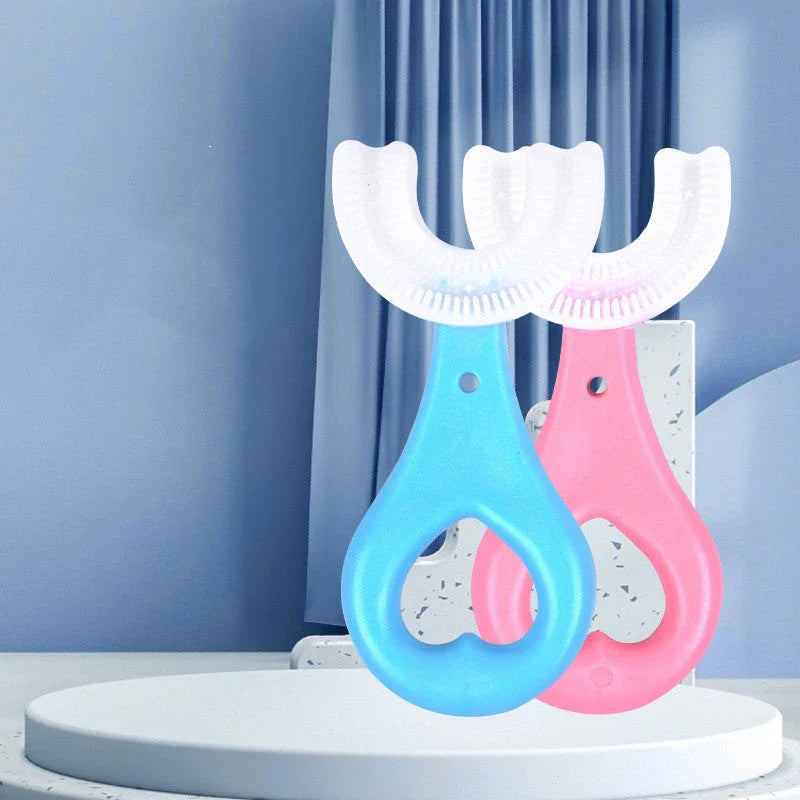 U-Shaped Soft Rubber Toothbrushes for Kids in Vibrant Colors