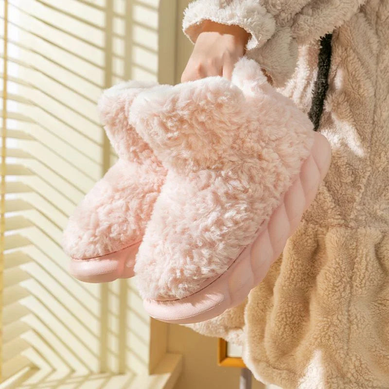 Cozy plush waterproof slippers in a variety of vibrant colors, featuring a stylish design and durable construction for indoor and outdoor wear