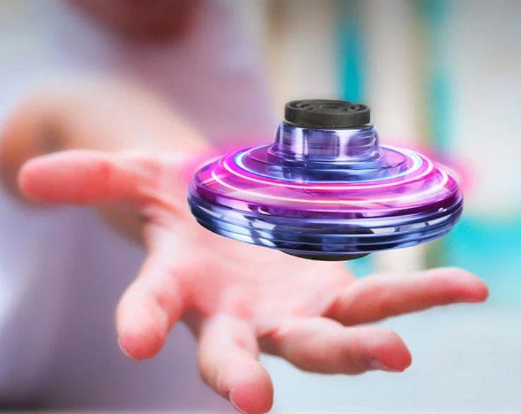 Mini Fingertip Gyro Interactive Decompression Toy Drone with LED UFO-style lighting and helicopter design for high-flying fun