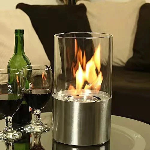Concrete Tabletop Fire Bowl - Portable Fireplace with Smokeless, Odorless Fuel for Indoor and Outdoor Use
