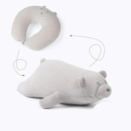 A soft and cozy penguin-shaped neck pillow with a unique U-shaped design for customized neck and shoulder support.