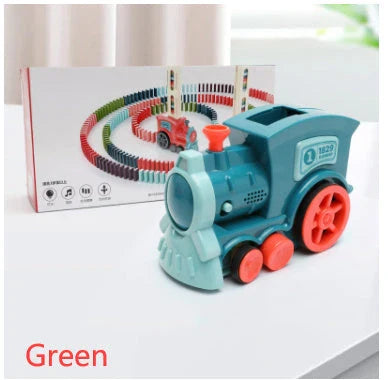 Domino Domino Train Building Blocks Toy with Automatic Dominoes Release for Engaging Educational Play