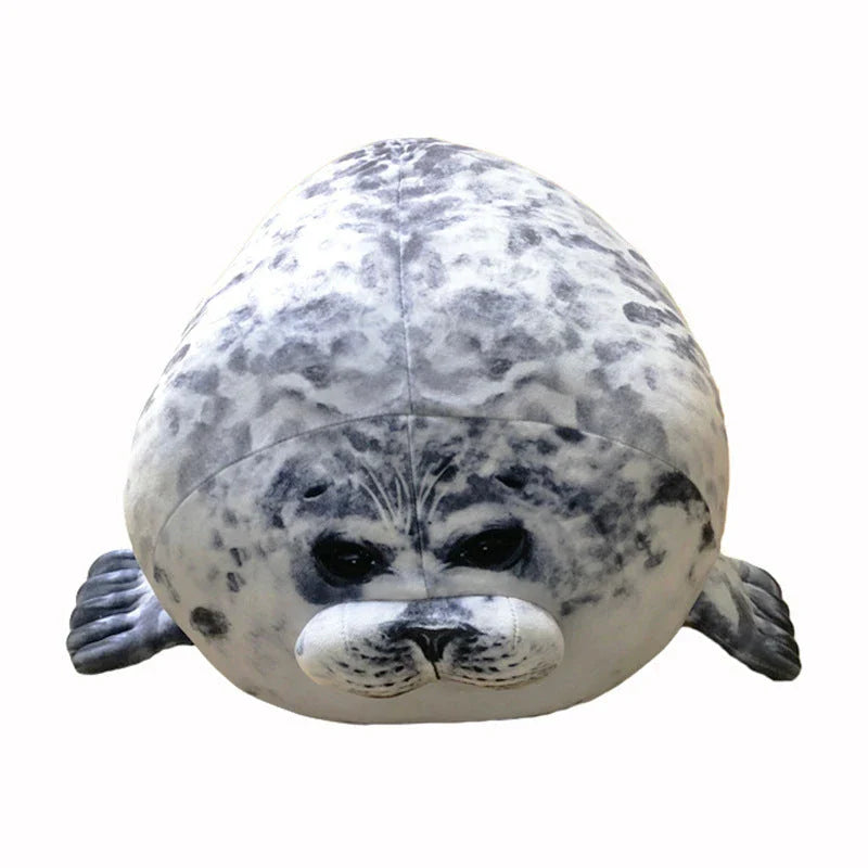 A plush, lifelike seal cushion in various sizes and colours, made of soft velvet fabric and PP cotton filling