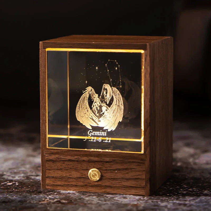 Dazzling Constellation Table Lamp with Premium Black Walnut and K9 Crystal Design