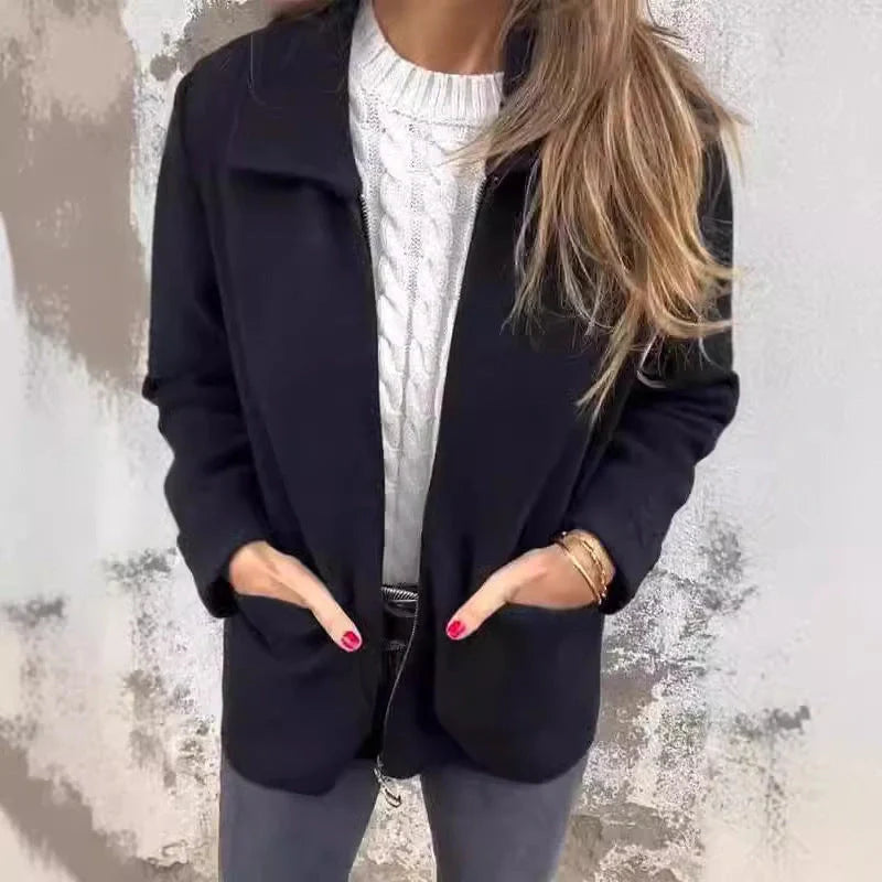 A stylish zipped jacket with a contemporary lapel design, multiple pockets, and a selection of timeless colour options.