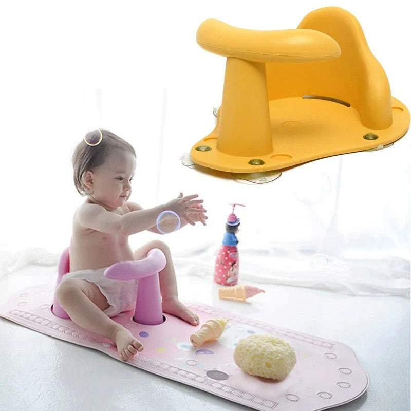 Slip-resistant baby bath chair with suction cups for safe and secure bathing